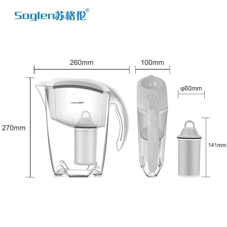BPA Free Activated Carbon Drinking Water Purifier Filter Impurities Removes Chlorine Metals Sediments Water Filter Pitcher