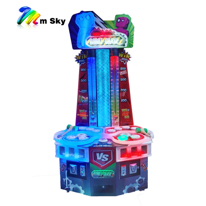MSKY Coin skill Machine Two-Player Robot Chase Redemption Kids Indoor Arcade Game Whack Mole with Wooden Material High Sales
