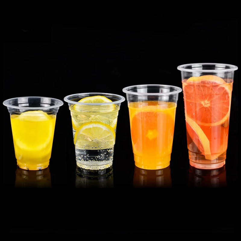 wholesale custom 10 12 14 16 20 24 oz disposable Clear plastic pet cup with dome flat lid For Ice juice & Coffee