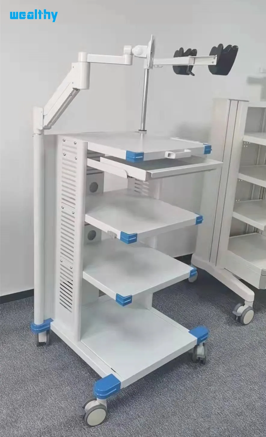 Endoscopy cart with swing arm endoscope trolly high holder Hospital trolly