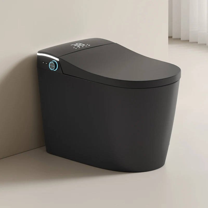 High-End Automatic Black Intelligent Toilet Bowl P-Trap Floor Mounted Modern Style Smart Sanitary Wares for Bathroom