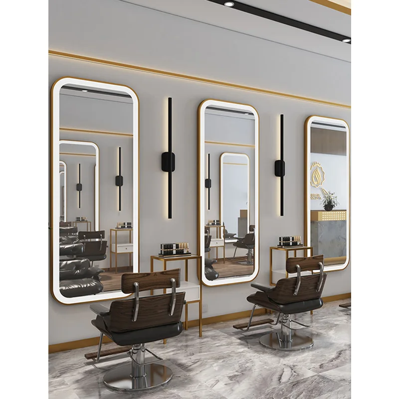 LED floor mirror touch studio modeling makeup mirror barber shop mirrors stage  salon hair