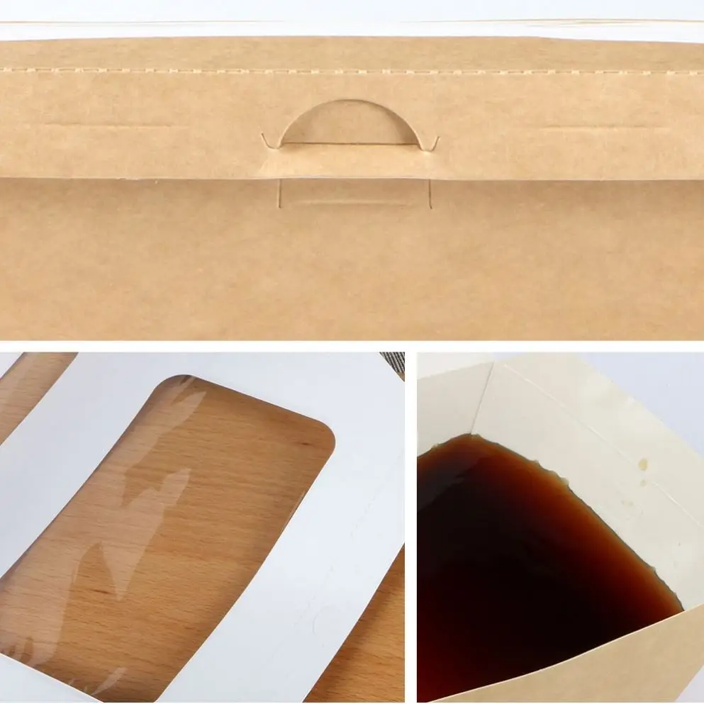 Custom recyclable kraft paper transparent window salad food boxes with windows fruit fast food takeaway lunch box