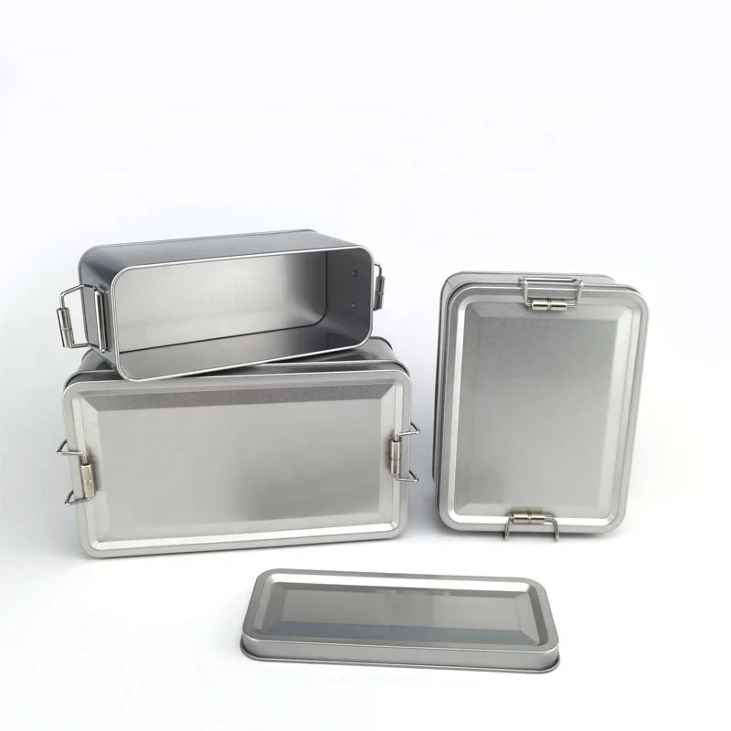 Food Safe Airtight Rectangular Iron Crisp Lunch Gift Desserts Tiramisu Pineapple Box Tin Packaging Metal Tin With Lock buckle