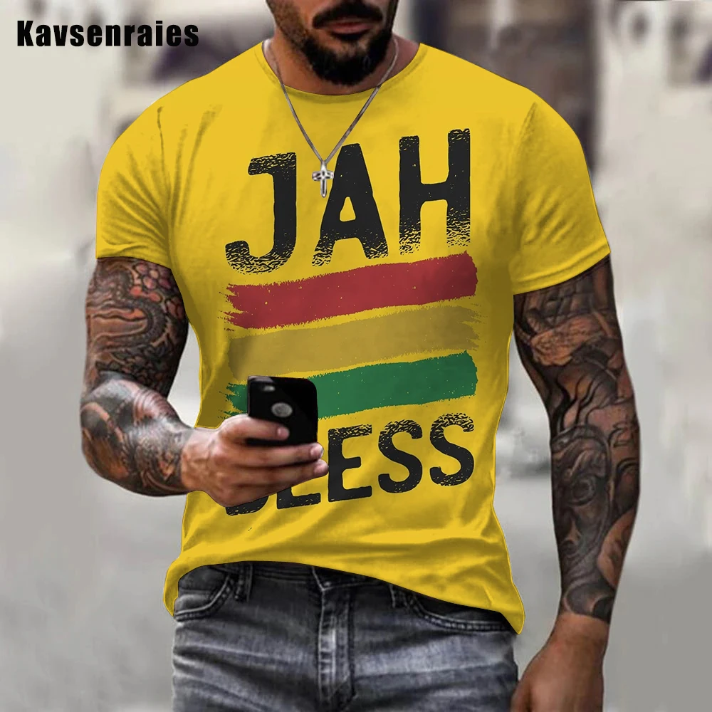 Рубашка с 3D принтом Jah Bless для мужчин летние короткие футболки Rastafari большого размера Haile Selassie от OEM и ODM 2022