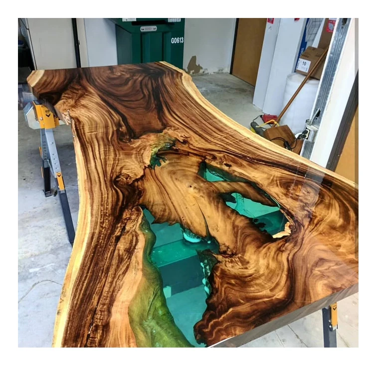 Luxury nature wood epoxy resin table oak wood resin table for meeting room