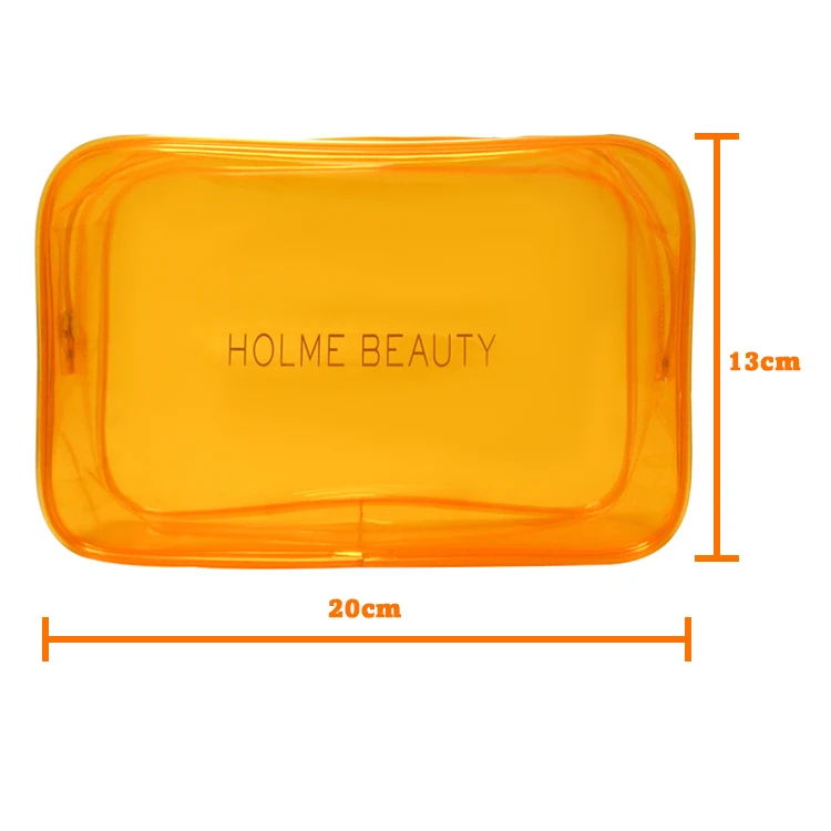 Blue Pouch Promotional Oem Zipper Eco-Friendly Flat Transparent Toiletry Cosmetic Storage Travel Organizer Clear PVC Makeup Bag