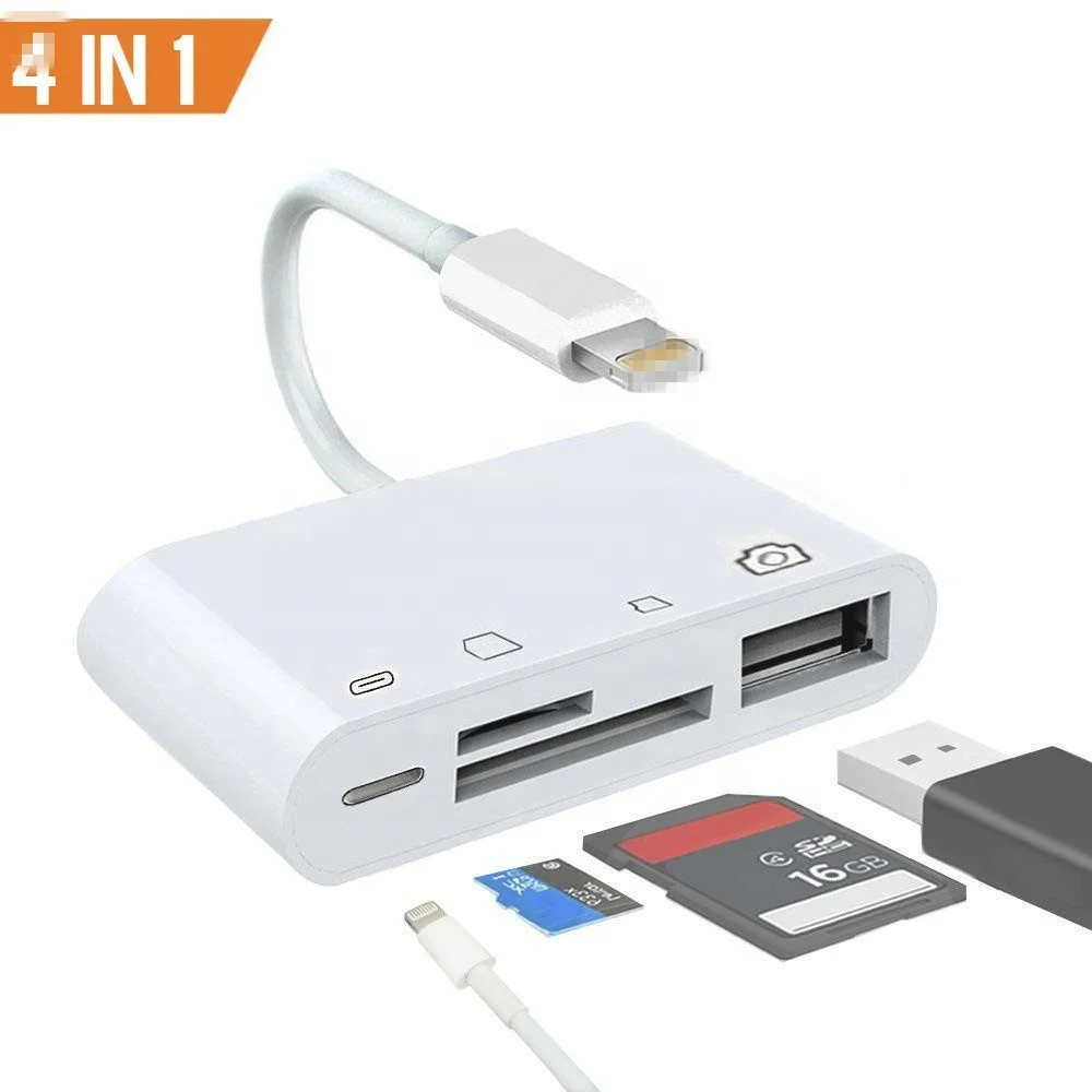 4 в 1 8Pin SD TF кардридер USB 3 0 OTG Комплект для подключения камеры iPhone iPad работает с втулками клавиатуры аудио