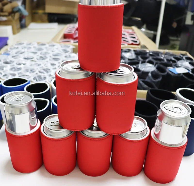 KOFEI Custom Festival Theme Insulated Neoprene Beer Can Cooler Sleeve Sublimation Blank Christmas Stubby Cooler Red Colour