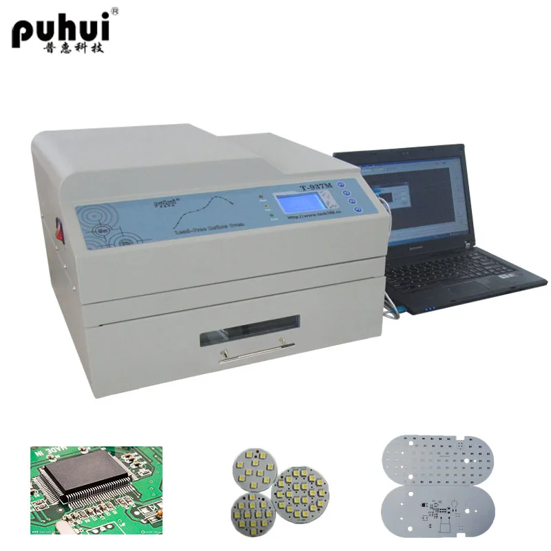 CE SMT Puhui T-937 infrared radiation hot air lead-free drawer reflow soldering oven for PCB LED welding machine factory outlet