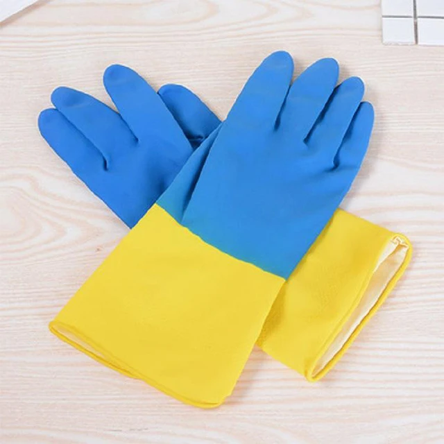 Wholesale Two-color Waterproof Acid Alkali Resistant Labor Protection Rubber Latex Household Gloves