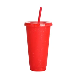 WONDERFUL 1pcs Portable Drinking Cup Personalized Water Bottle With Straws Straw Cup Reusable Drinkware Outdoor Plastic Shiny