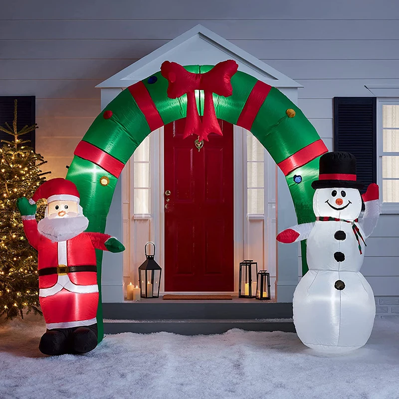 2023 Christmas Decorations 3.1m Inflatable Santa Snowman Inflatable Large Outdoor Christmas Light Arch for Yard Mall Decor