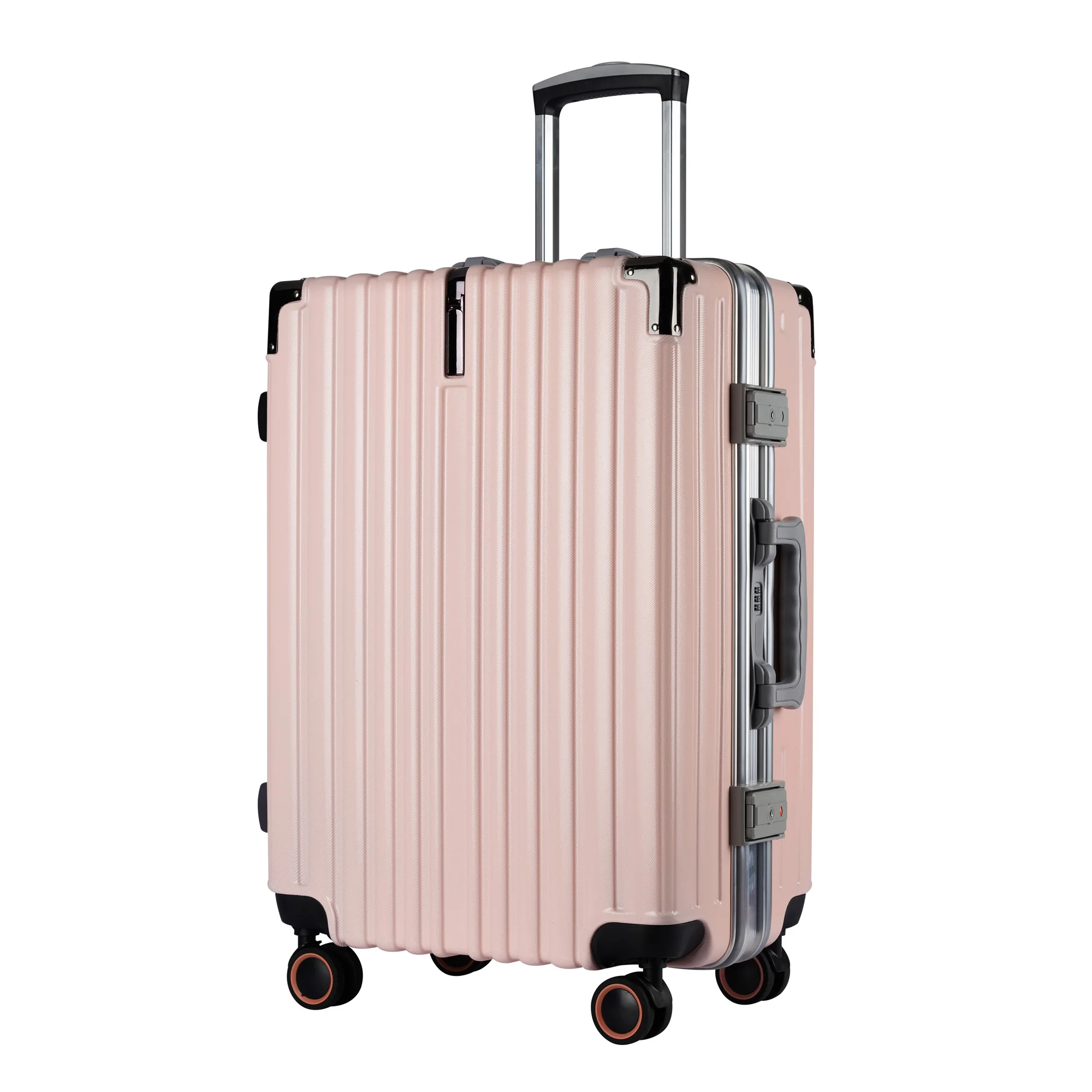 Wholesale fashion design PC alloy aluminum frame suitcase custom portable wide tie rod hard shell waterproof carry on luggage
