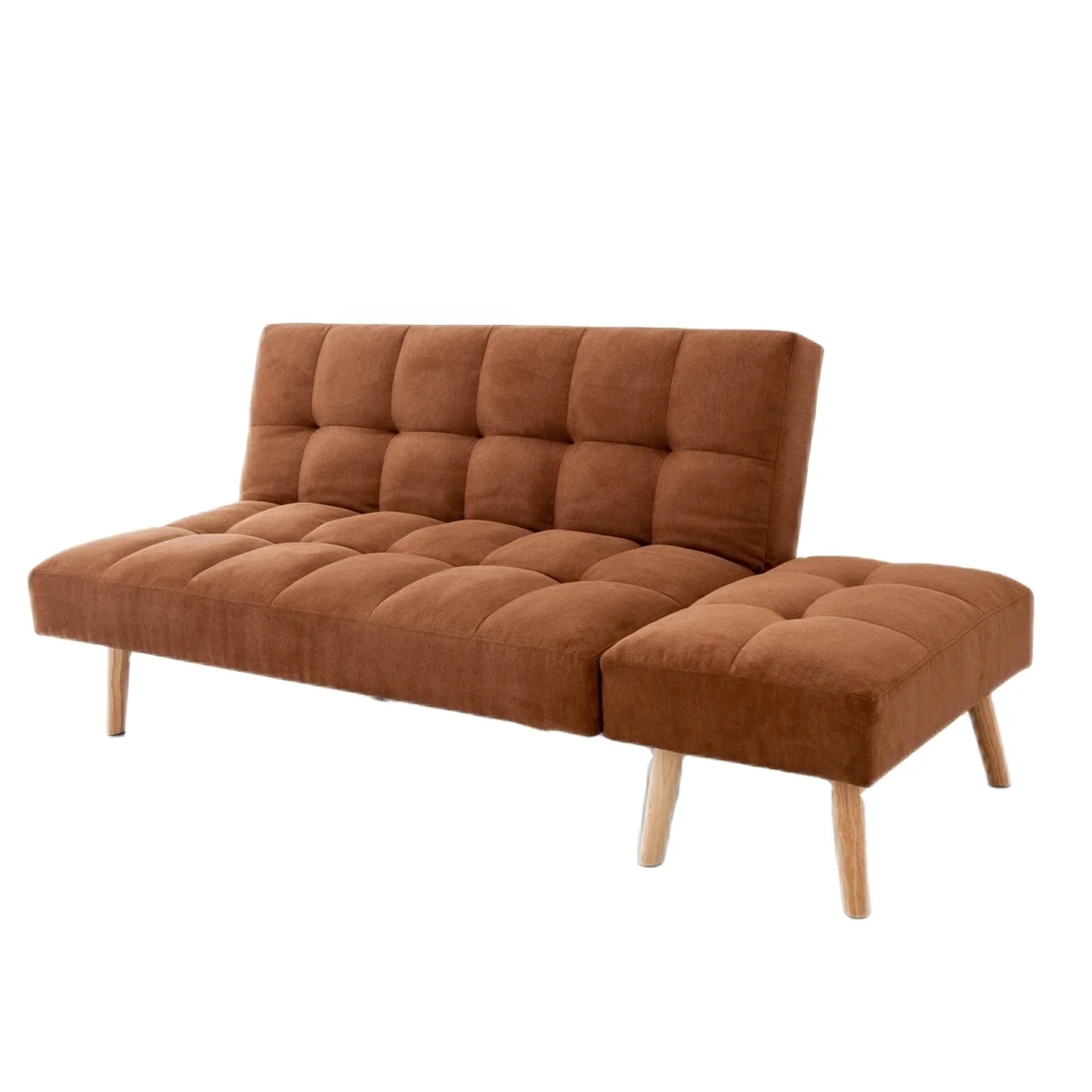 Metal Legs & 3 Adjustable Backrest Angles, M Lounge Chair Set Double Sofa Bed with Ottoman, Convertible Folding Futon Chair