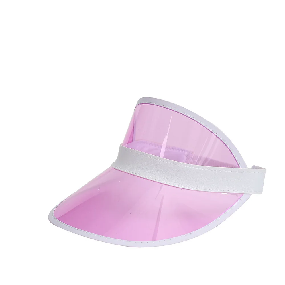 High quality logo custom iridescent magic color PVC sun hat Plastic Sun Visor Cap Wholesale