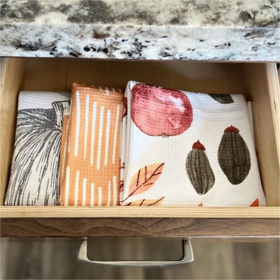 Wholesale High Quality Turkish Kitchen Dish Towels Plain White Customized Logo Tea Waffle Towels Mother and Daughter