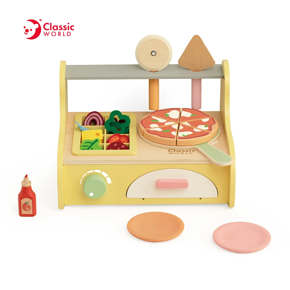 Classic World Early Educational Wooden Pretend Play Toys Oven Pizza for Kids
