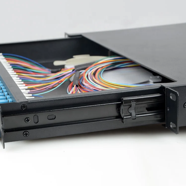 FTTH with SC/FC/ST/LC module adaptors 48 cores management tray ODF Rack Mount Splicing Termination fiber optical patch panel