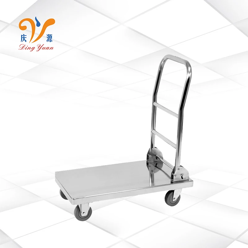 Guangdong factory 100KG hand truck folding metal steel kitchen pull platform trolley