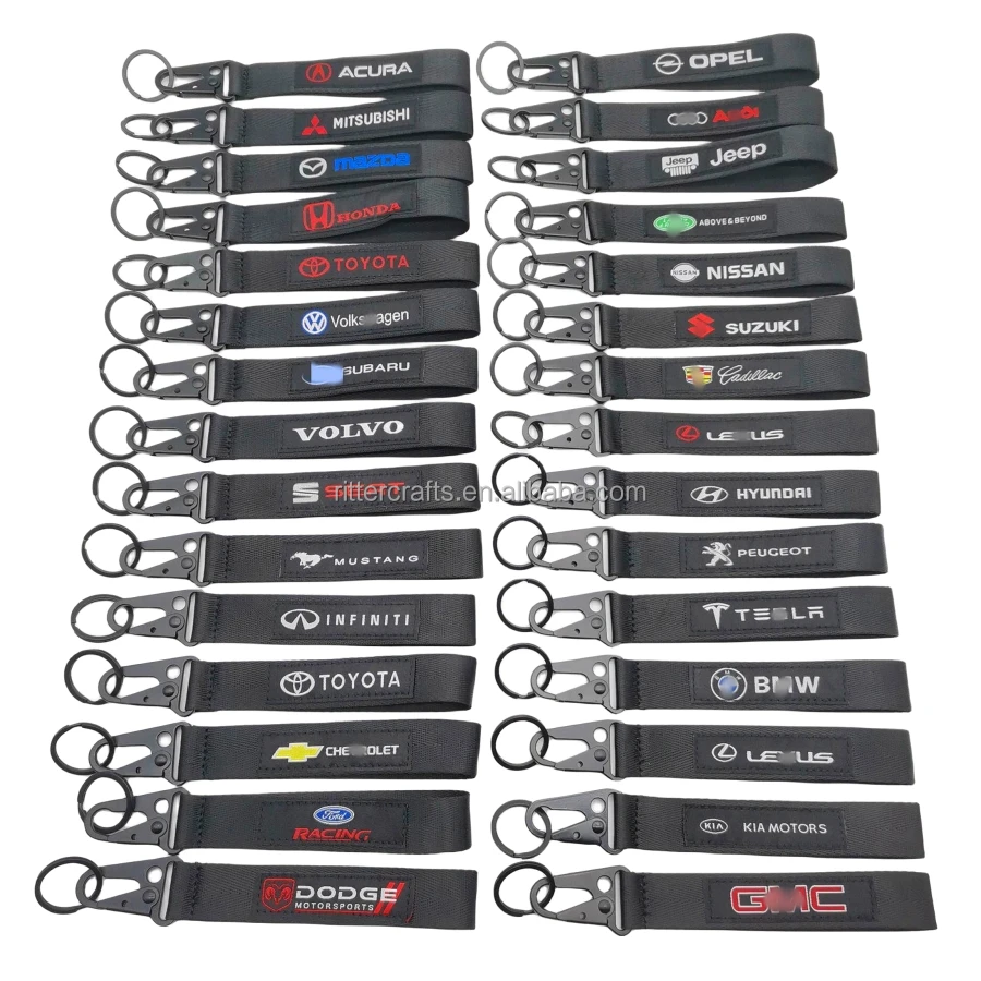 Keychains JDM Racing Car Sport Fabric Key Strap Modified Car Accessories Carabiner Lanyard Keychain Llavero De Coche Modificado