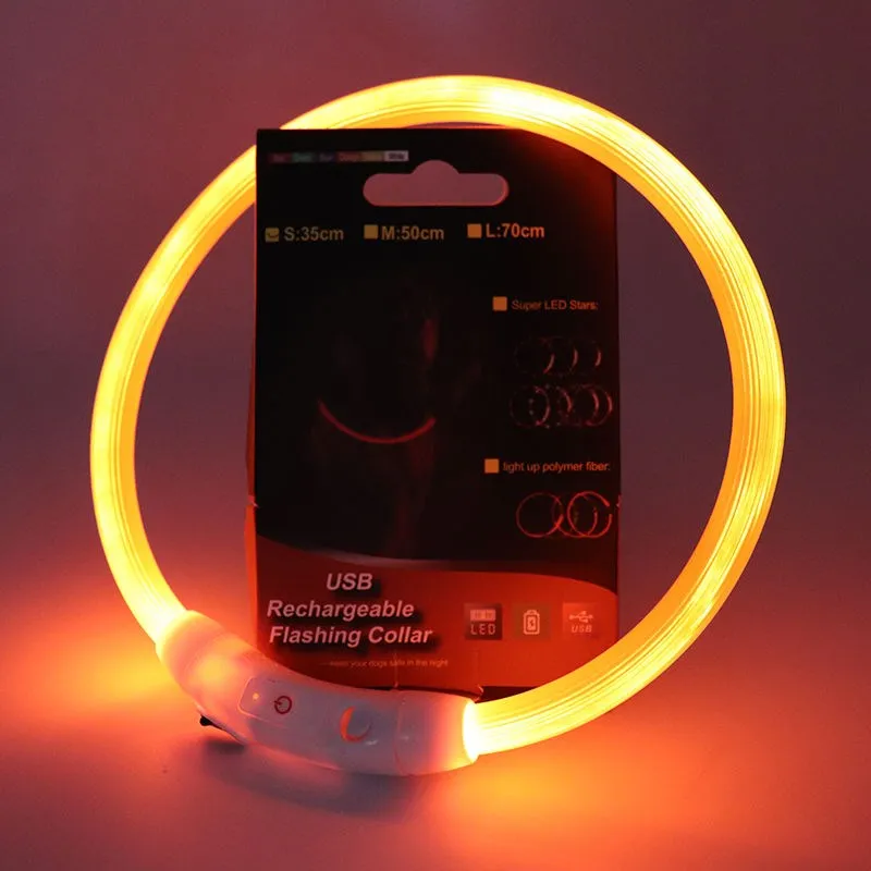 Wholesale LED lighted dog collar USB rechargeable Dog leash keep dog in safe