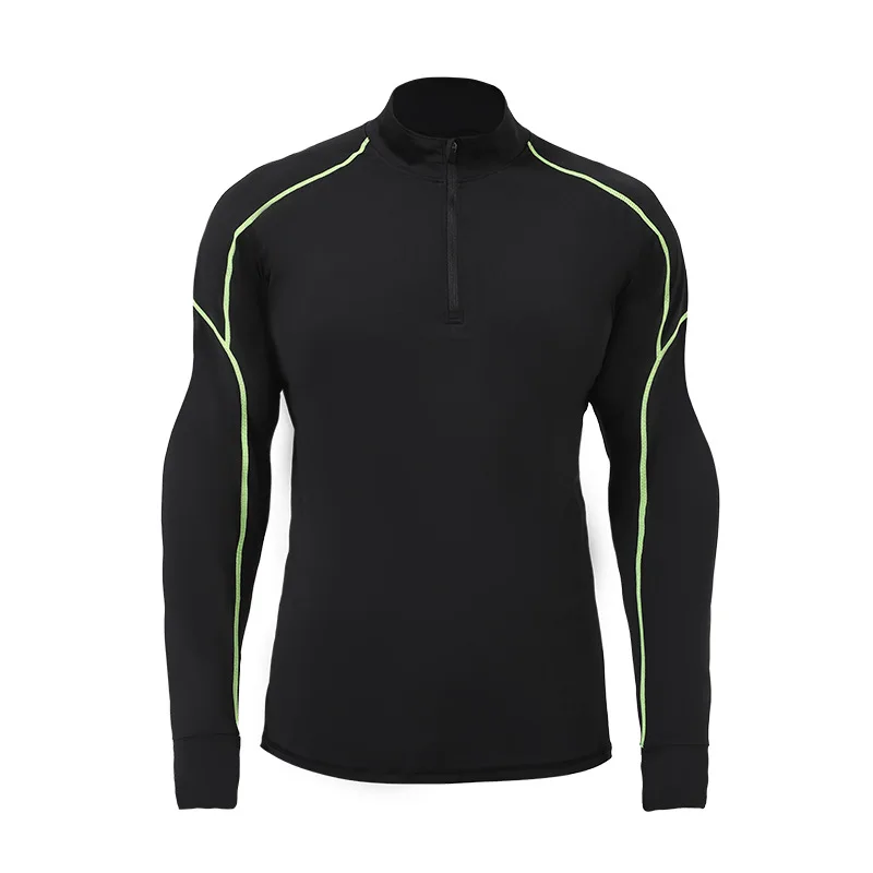 Half Zip Fitness Wear Quick Dry Mens Athletic Workout Clothing T Shirts Running Fitness Long Sleeve Shirt Gym Sport Tops