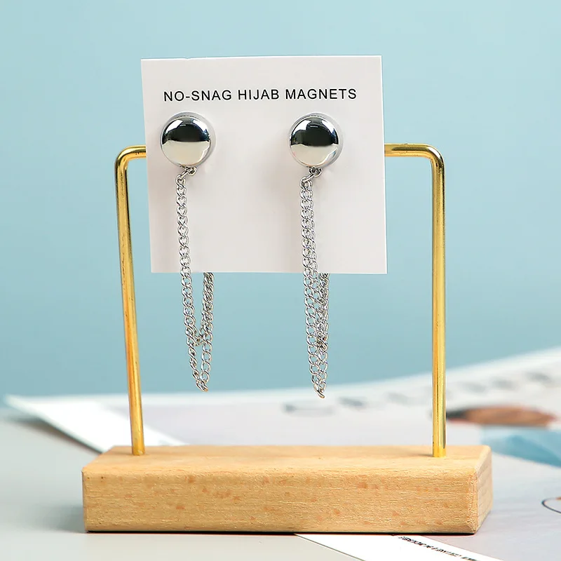 2Pcs/Pack Luxury Accessory No Hole Hijab Magnetic Scarf Brooches Buckle Metal Muslim Headwear Pins Hijab Magnet Brooch