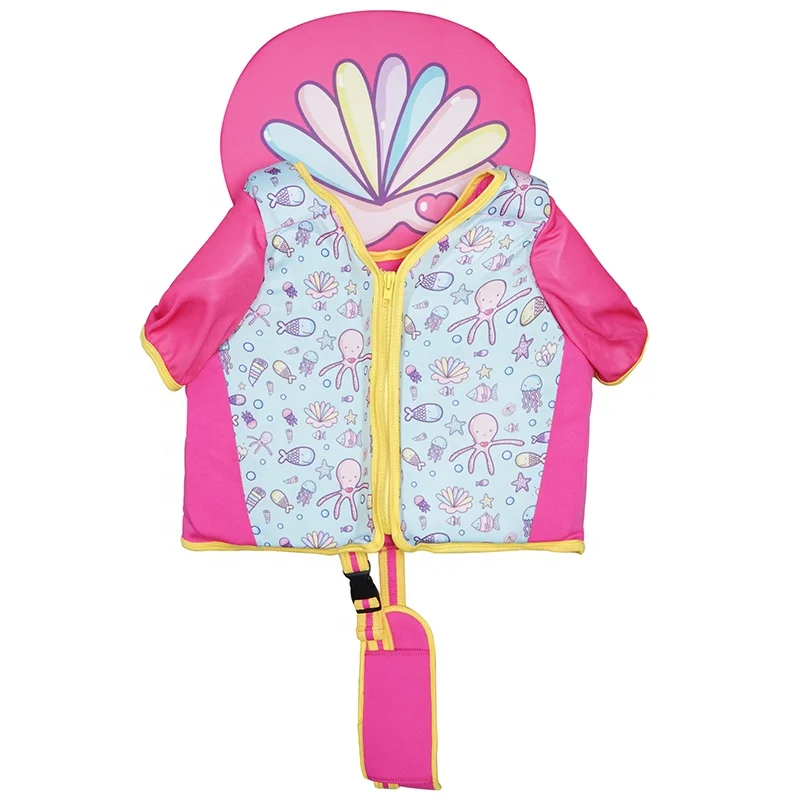 Popular pink neoprene lifejacket swim trainer for kids children floating life vest for swimming