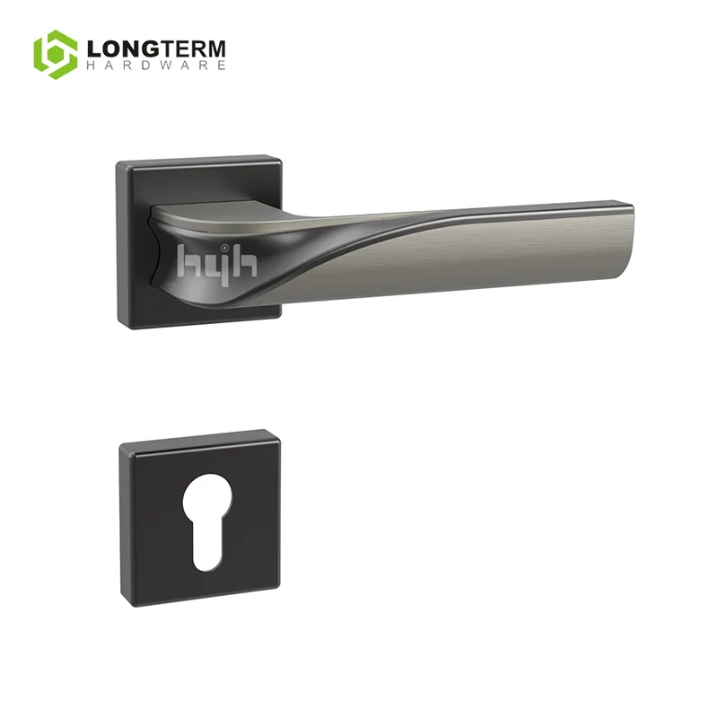 Zinc Alloy Patent Design Door Locks and Handles Luxury Modern Rose Gold Square Rosette Door Handle Privacy Door Lock for Bedroom