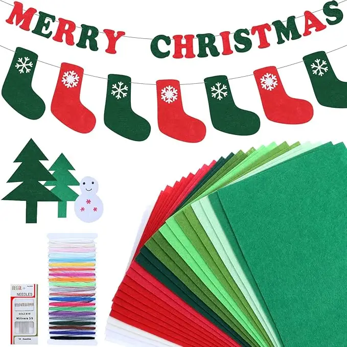 Handmade Wool Felt Fabric Kids 40 Colors DIY Educational Material Customizable Wholesale Wool Felt Fabric Christmas Decorations