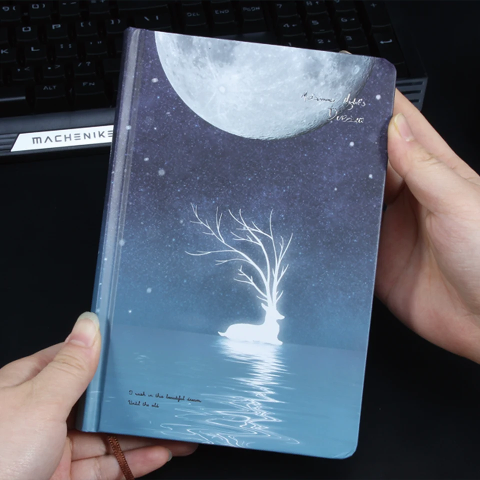 luminous Journal Notebook student kawaii Hardcover Picture Inside Stationery Deer Creative Hardcover Notebook For Women Gifts