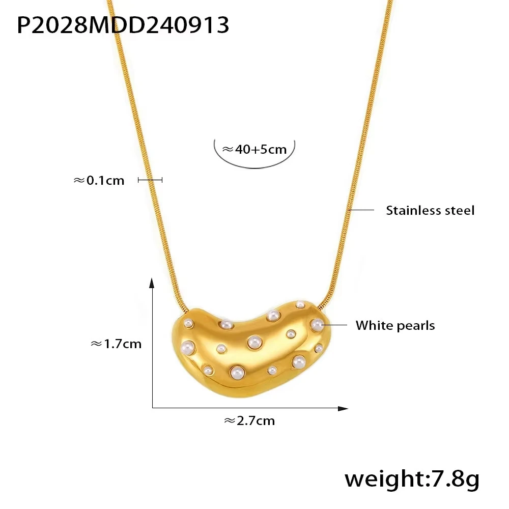 INS Purple CZ Stone Pearl Heart Pendant Stainless Steel Gold Plated Necklace For Women Fashion Jewelry Wholesale