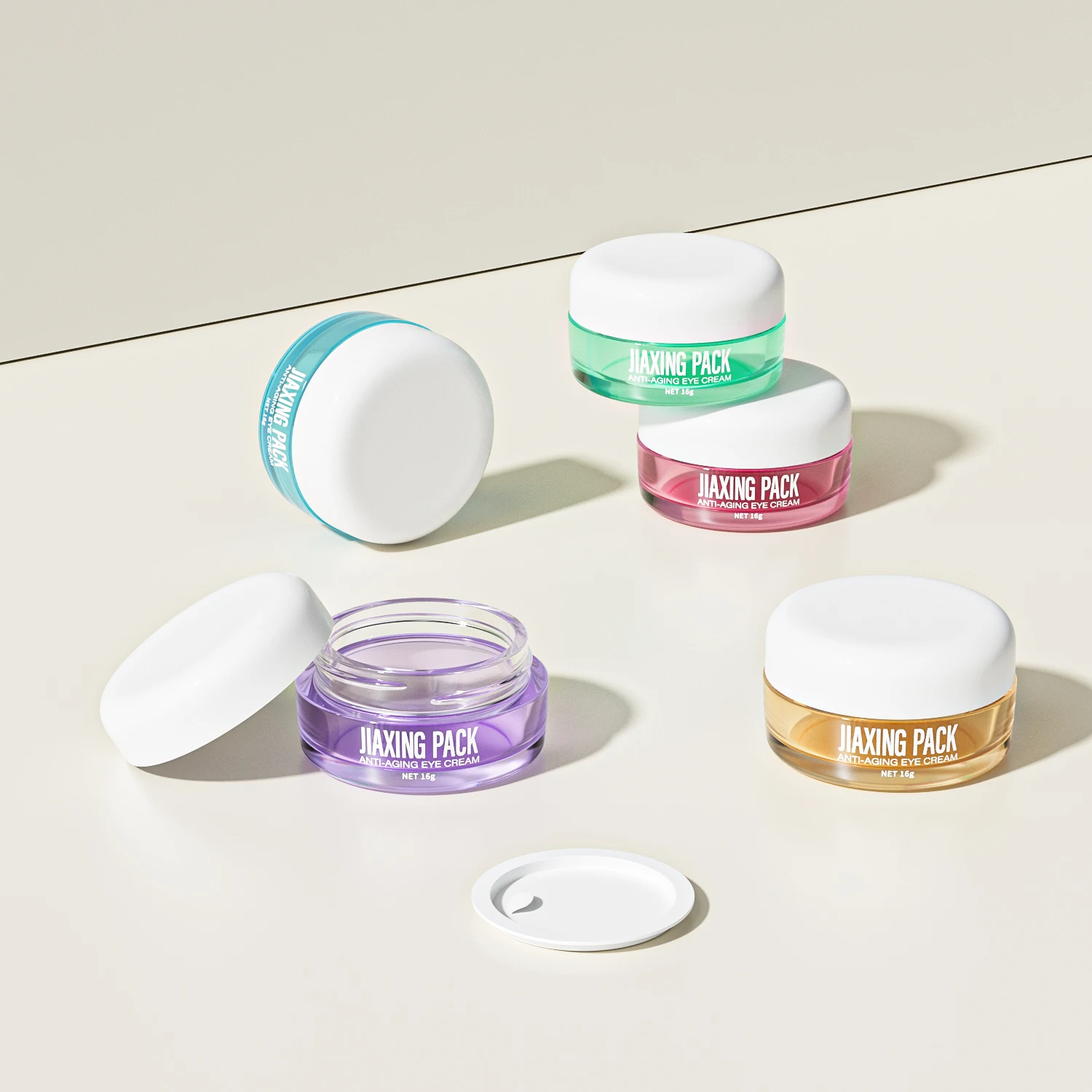 Wholesale custom color white pink blue Cosmetic glass lip balm container 15g 15 16 ml glass eye cream jar