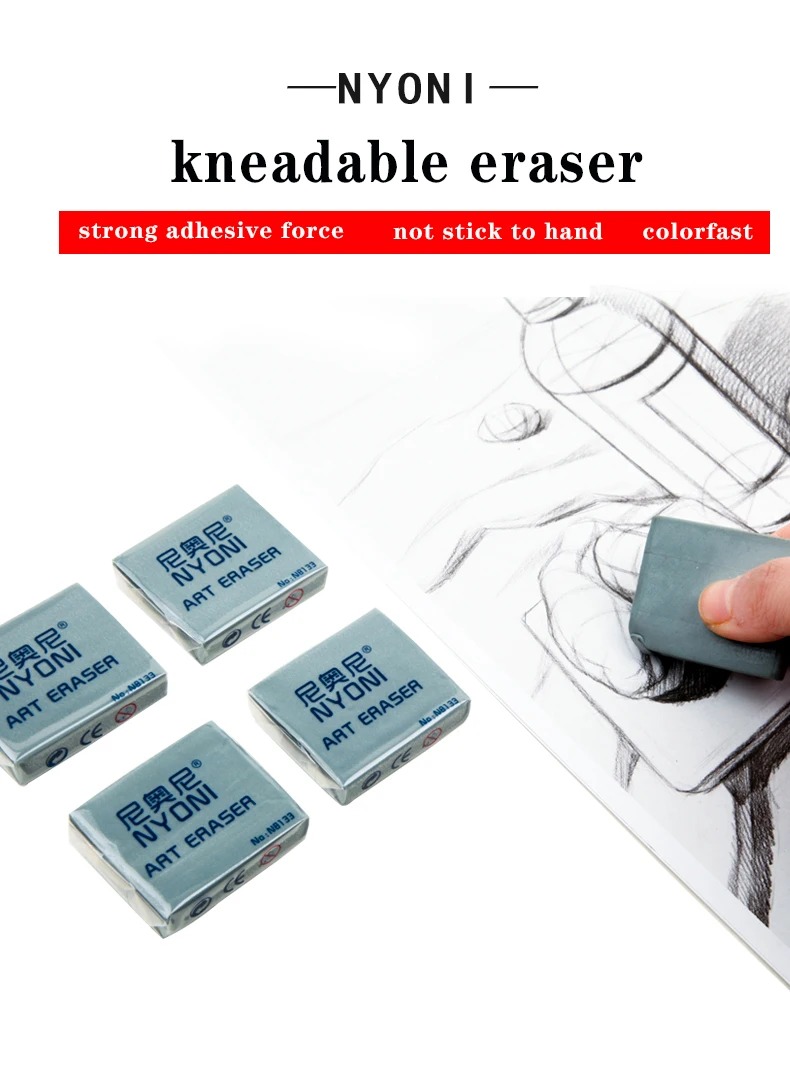
Nyoni N8133 Plastic Rubber Kneaded Eraser White Pencil Shape Eraser 