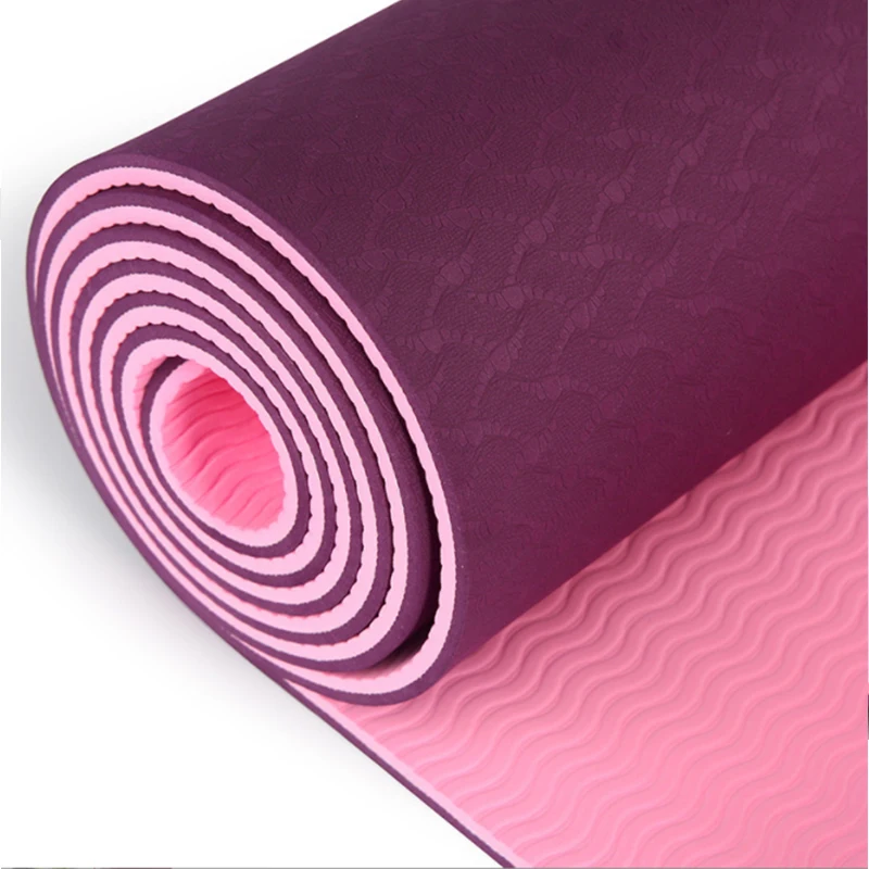New Manufacture Pilates Custom Logo 6mm High Quality Organic Eco Friendly Recycle Durable Double Color TPE Yoga Mat