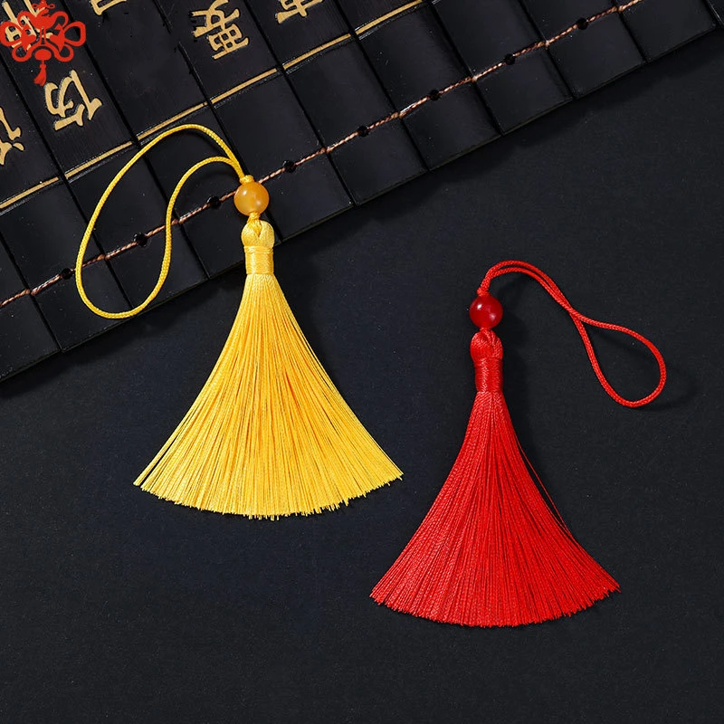 7CM Small Hanging Tassel Fringes Beaded Headdress Bookmark Folding Fan Pendant Tassel