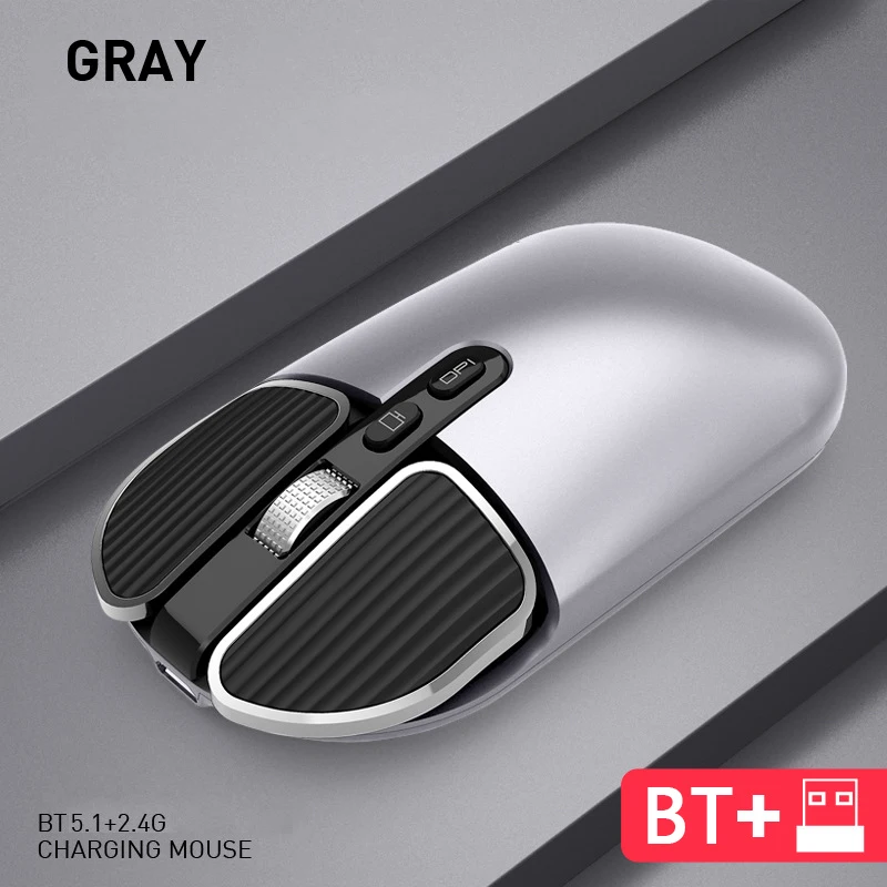New Design 2.4Ghz Wireless 1600 DPI Pocket 5 Button Mute Mouse BT 5.1 Business Office Charging Mouse