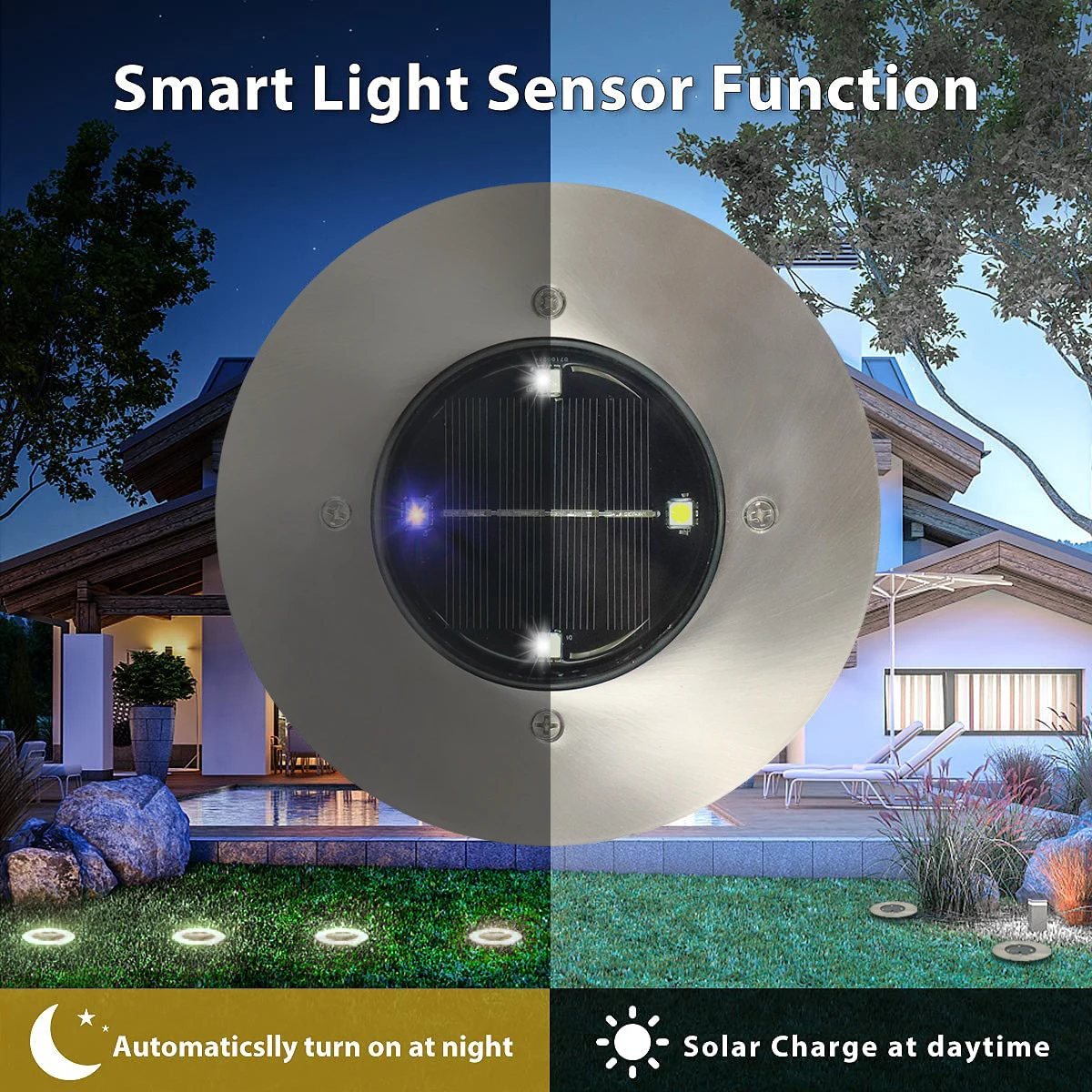 Hot Sale Solar Garden Lamp Round Shape Outdoor Waterproof IP65 Decoration Path Patio Lawn Lights for Grass Lighting