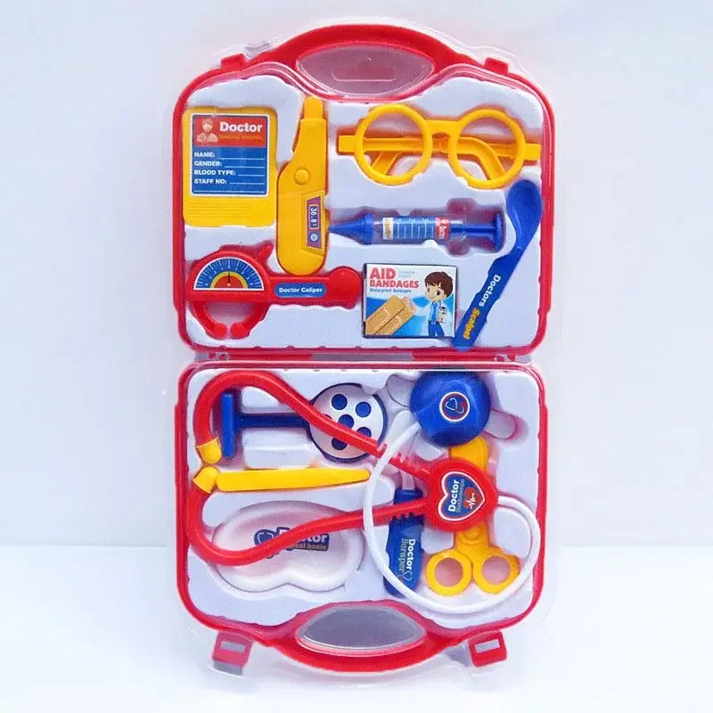 Unisex Portable Plastic Suitcase Educational Toy Set for Baby Nurse & Doctor Play Games Simulation Medical Tool Kit Role Play