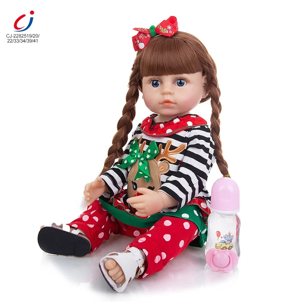 Chengji 55 CM Simulation Baby Bottle Lifelike Cute Soft Silicone Realistic Reborn Doll Toy for Kids