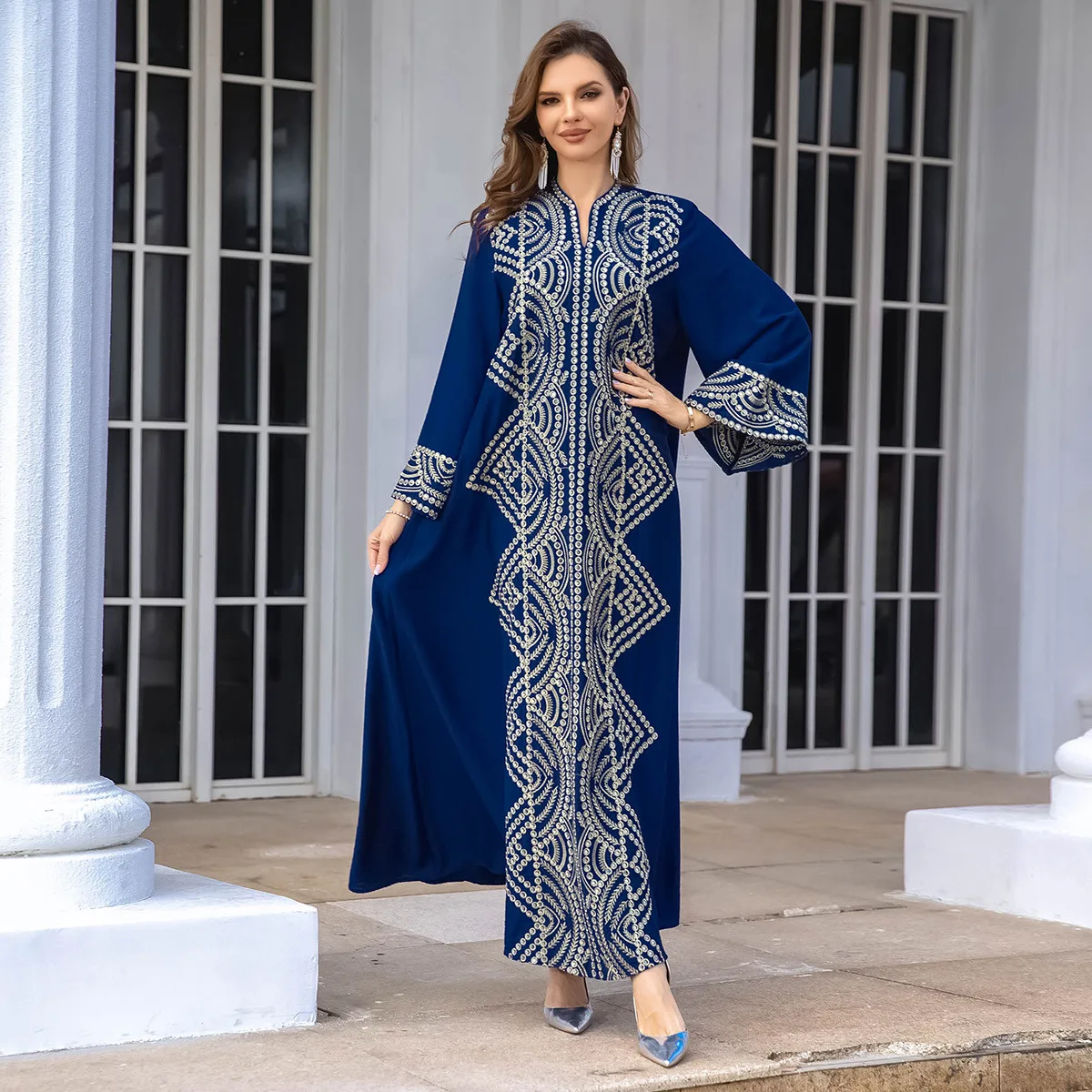 Fashion African Evening Long Party Dress With Sleeves Dubai Turkish Middle East Dresses Party Evening Wedding Robe Femme