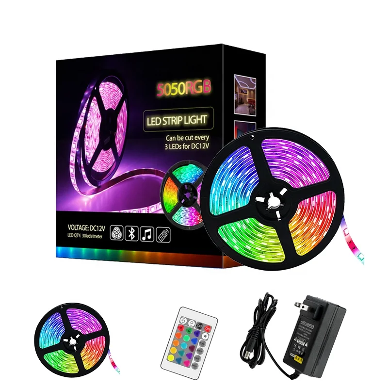 Led Strip Lights SMD 5050 Snake Lucse Flexible IP20 5 Meter Smart RGB Colorful Luces Led