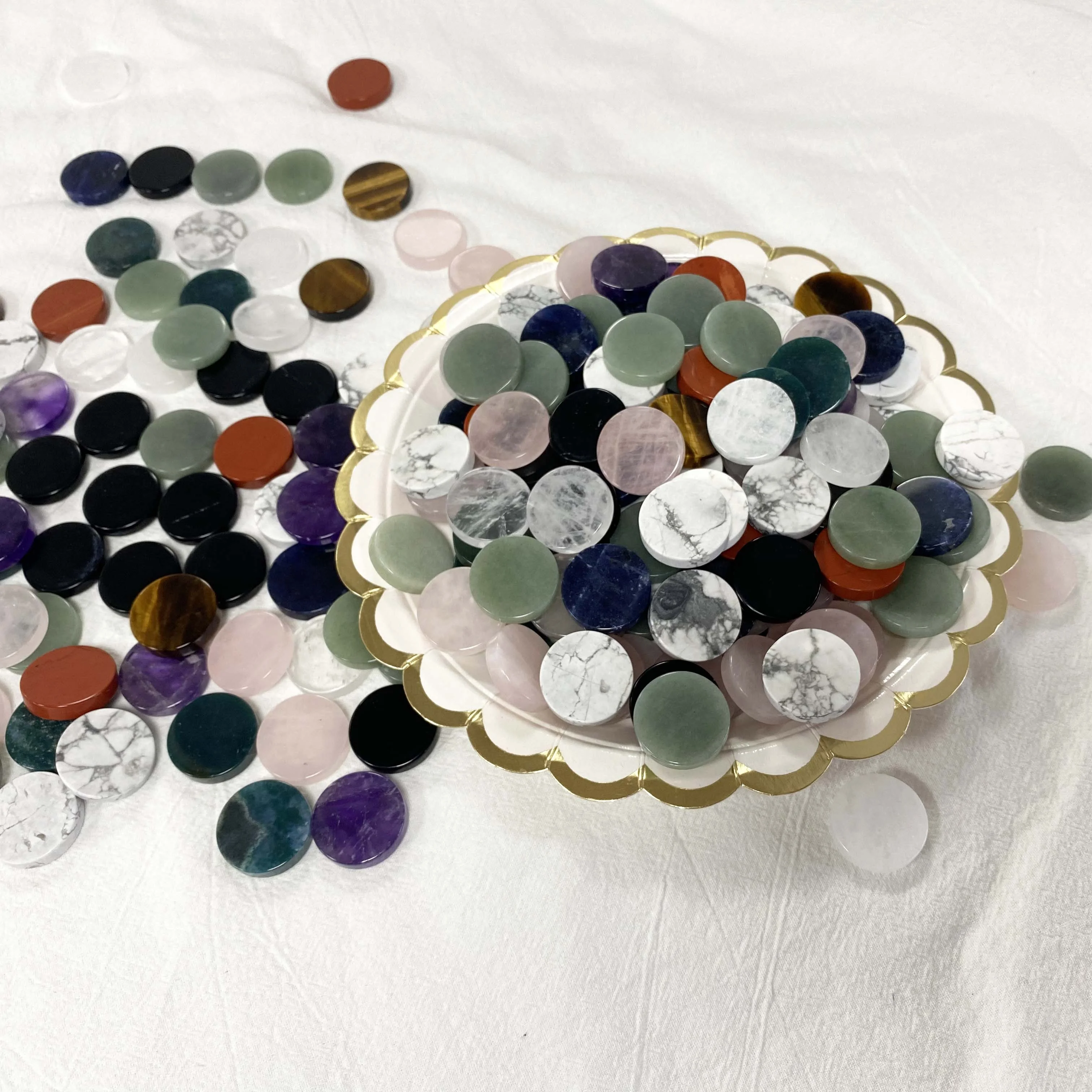 Wholesale healing natural crystal crafts thin slice Ring noodles amethyst rose quartz agate  logo customized