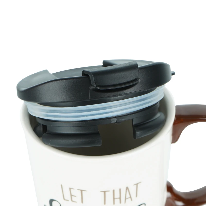 17oz Mushroom Tall Ceramic Travel Mug with Sealed Lid and Handle