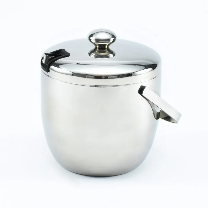 Stainless Steel Ice Cube Bucket with Cover with  Ice Tong 2.8L Classic Design for Bar Parties for Wine & Beer