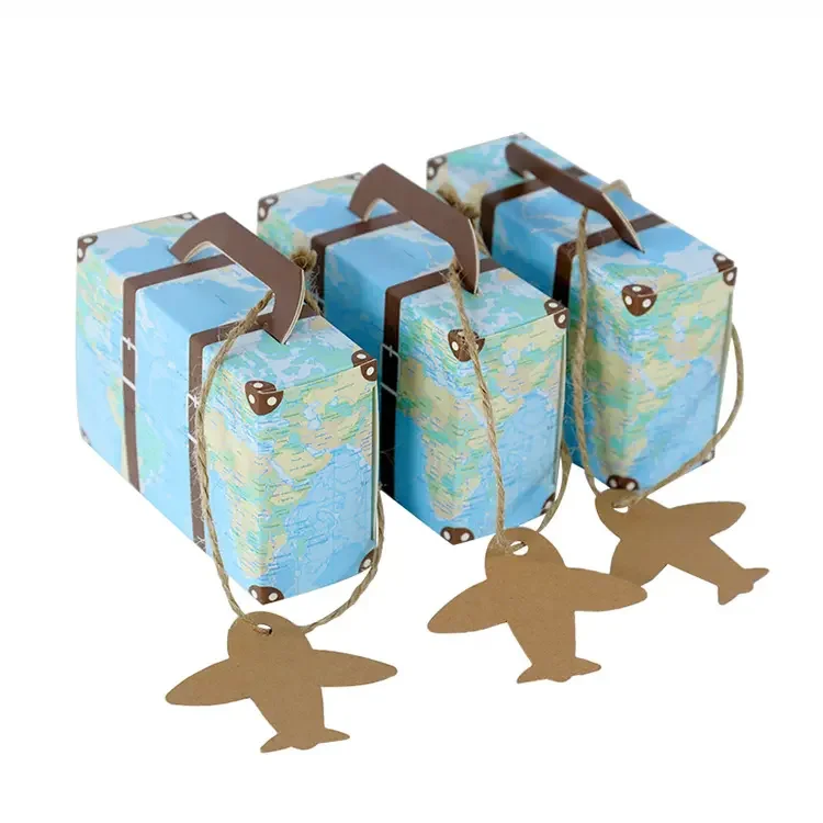 Custom Print Pattern Hight Quality Color Eco Friendly Mini Suitcase Candy Party Cardboard Packaging Paper Box Party