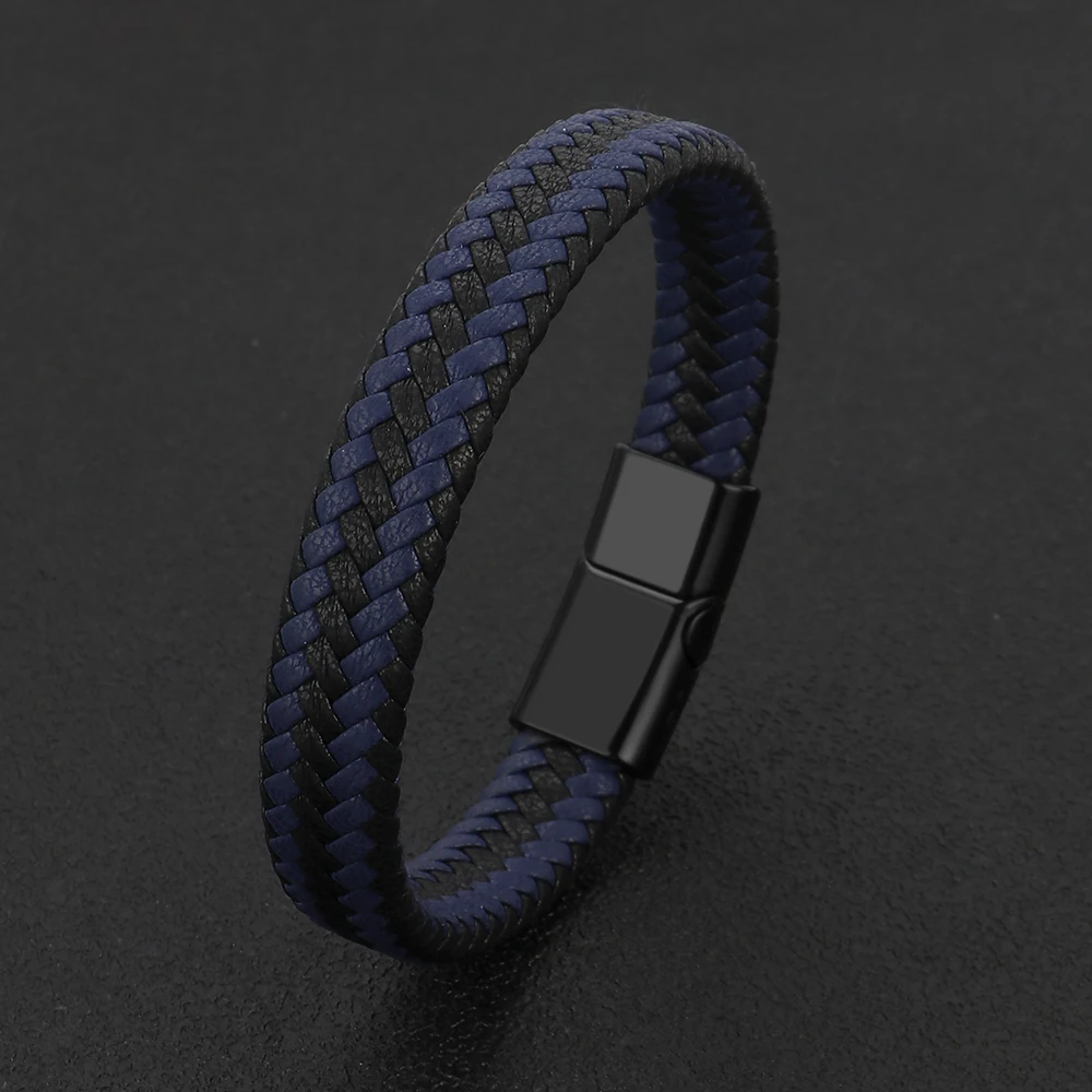 Custom Simple Vintage Braided Single Leather Bracelet Men Mens Magnetic Tungsten Carbide Bracelet Wrap Crystal Copper Chains