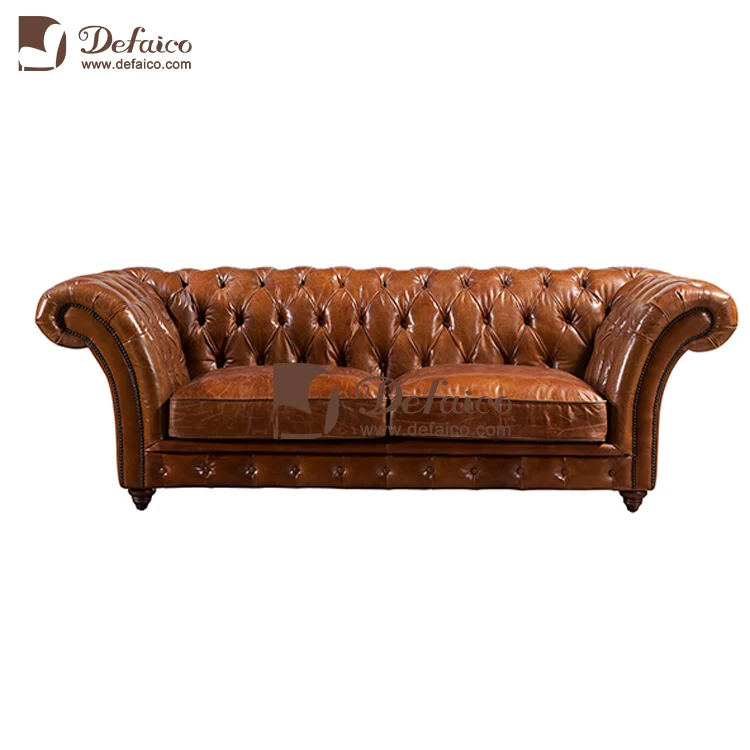  Винтажные диваны для гостиной коричневый кожаный диван Chesterfield