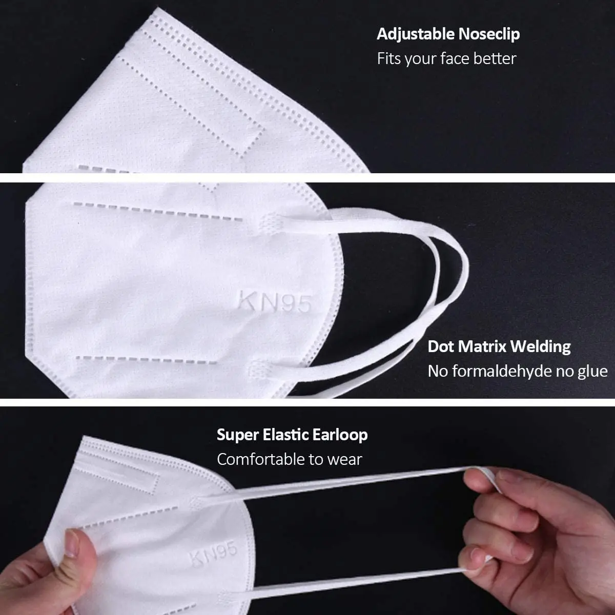 Good Quality KN95 Breathing Valve Face Mask Comfortable Earloop KN95 Mask box packing free logo customized